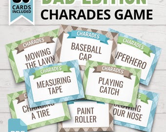 Dad-Edition Charades Game | Father's Day Charades Game | Printable Dad Charades Cards | Funny Father's Day Games | Dad Birthday Party Games