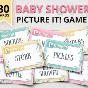 Baby Shower Picture It Game / Juegos de Baby Shower Imprimibles / Juego estilo Pictionary de Baby Shower / Charadas de Bebé / Juegos de Fiesta de Baby Shower