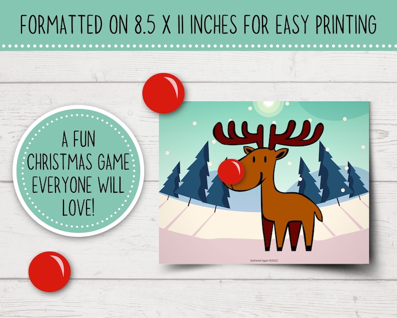 Printable Pin the Nose on Rudolph Party Game Funny Christmas Games Printable Christmas Games Fun