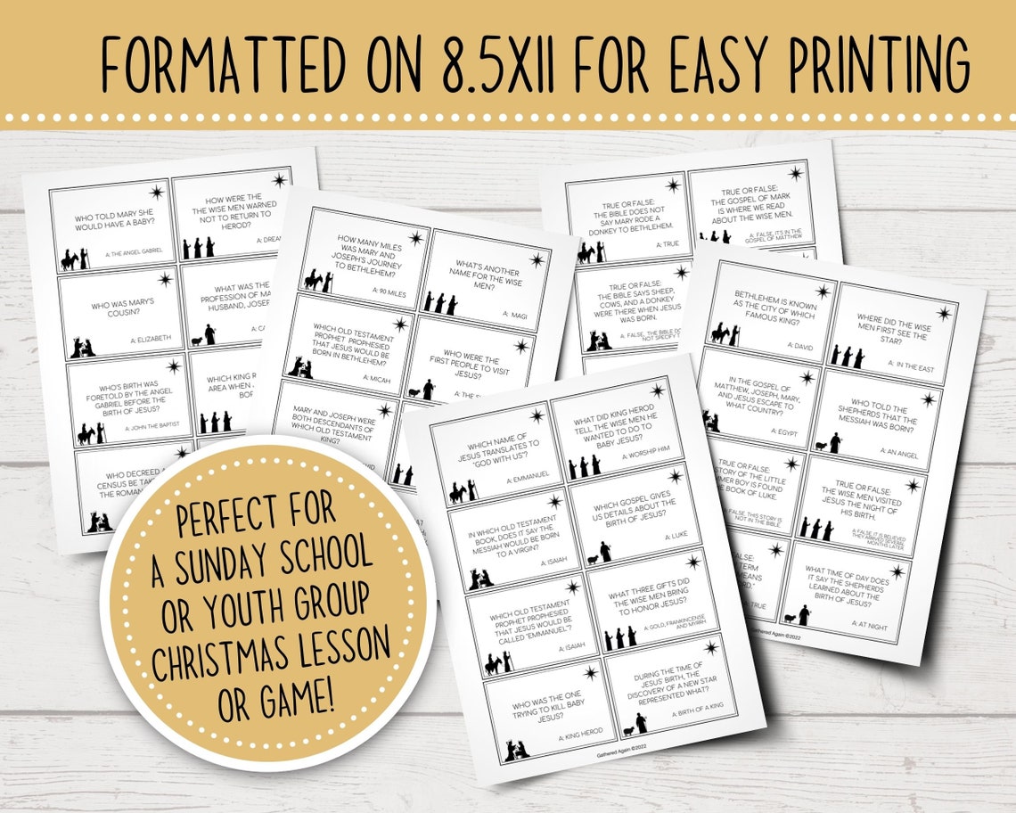 Printable Christmas Bible Trivia Cards Bible Trivia - Etsy