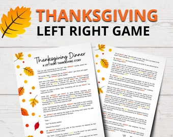 Printable Left Right Thanksgiving Game | Funny Thanksgiving Left Right Story | Pass the Gift | Gift Exchange Game | Thanksgiving Party Games