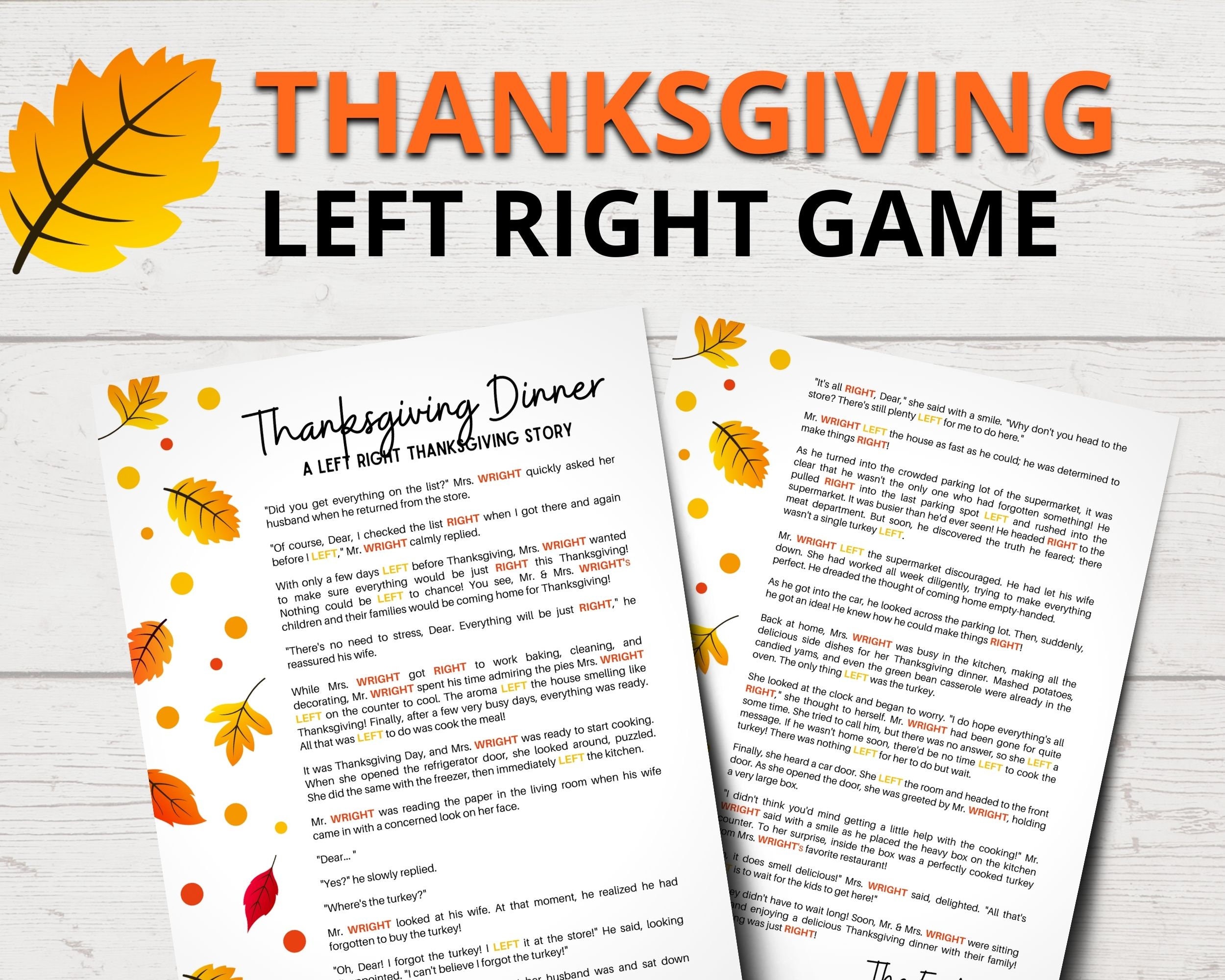 Printable Left Right Thanksgiving Game Funny Thanksgiving Left Right Printable Left Right Thanksgiving Game Funny Thanksgiving Left Right