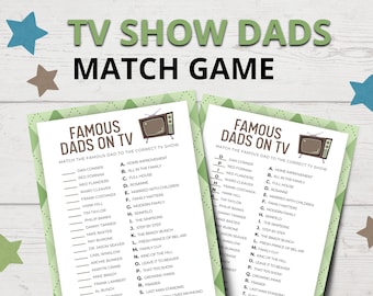 Famous TV Dads Match Game - Printable Father's Day Games - TV Dads Trivia Games - Father's Day Trivia - Famous Dads Trivia Quiz