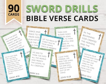 Printable Bible Sword Drills | Bible Sword Drill Verses | Bible Verse Cards | Christian Games for Kids | Sunday School | Bible Study Games