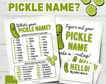 What's Your Pickle Name? | Printable Pickle Name Game | Funny Pickle Party Games | Pickle Party Games | Pickle Games | Pickle Birthday Games