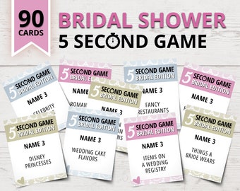 Bridal Shower 5-Second Game | Wedding 5-Second Game | Printable Bridal Shower Games | Bridal Shower Party Games | Funny Bridal Shower Games
