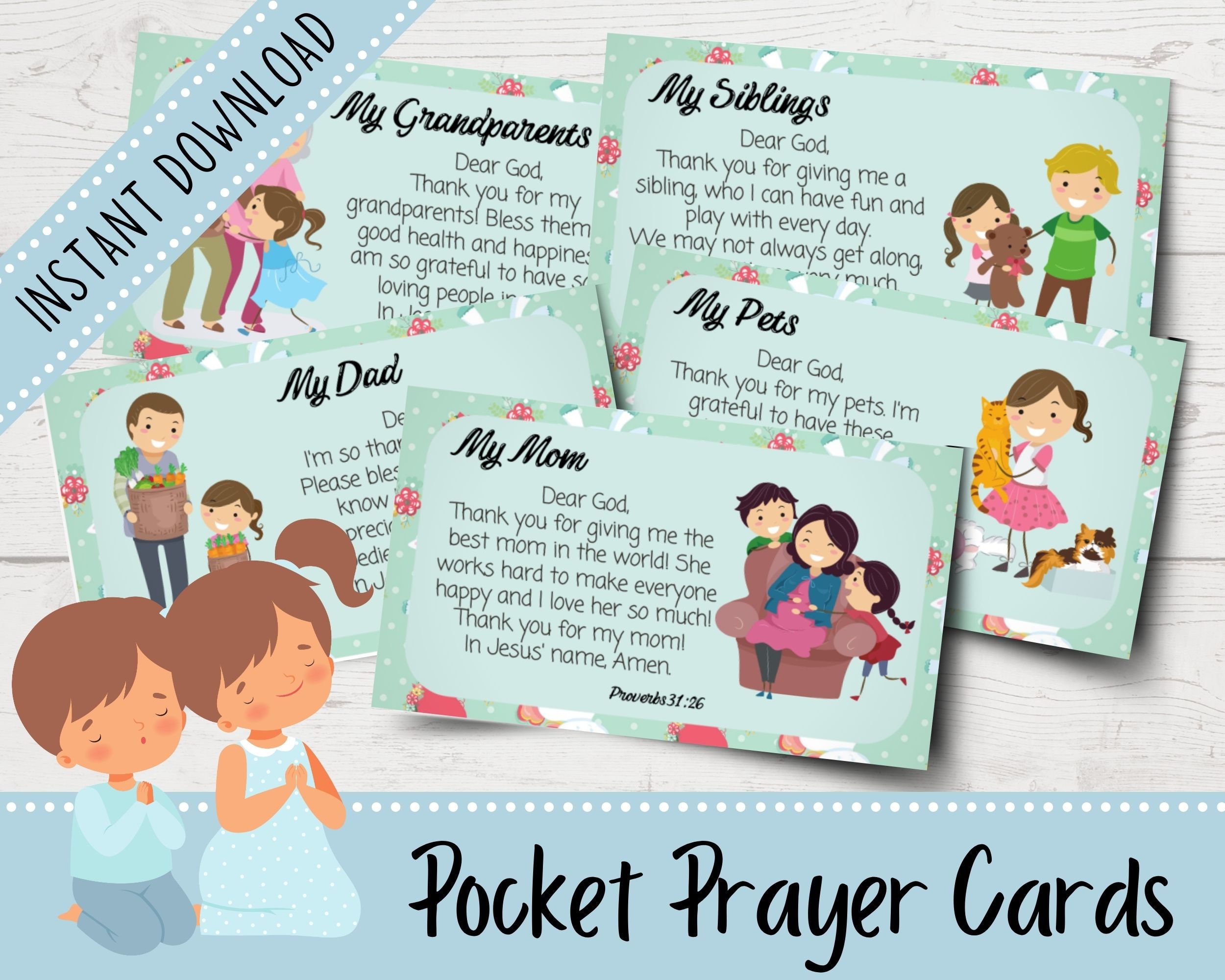 Pocket prayer cards for kids prayers for others prayers - etsy