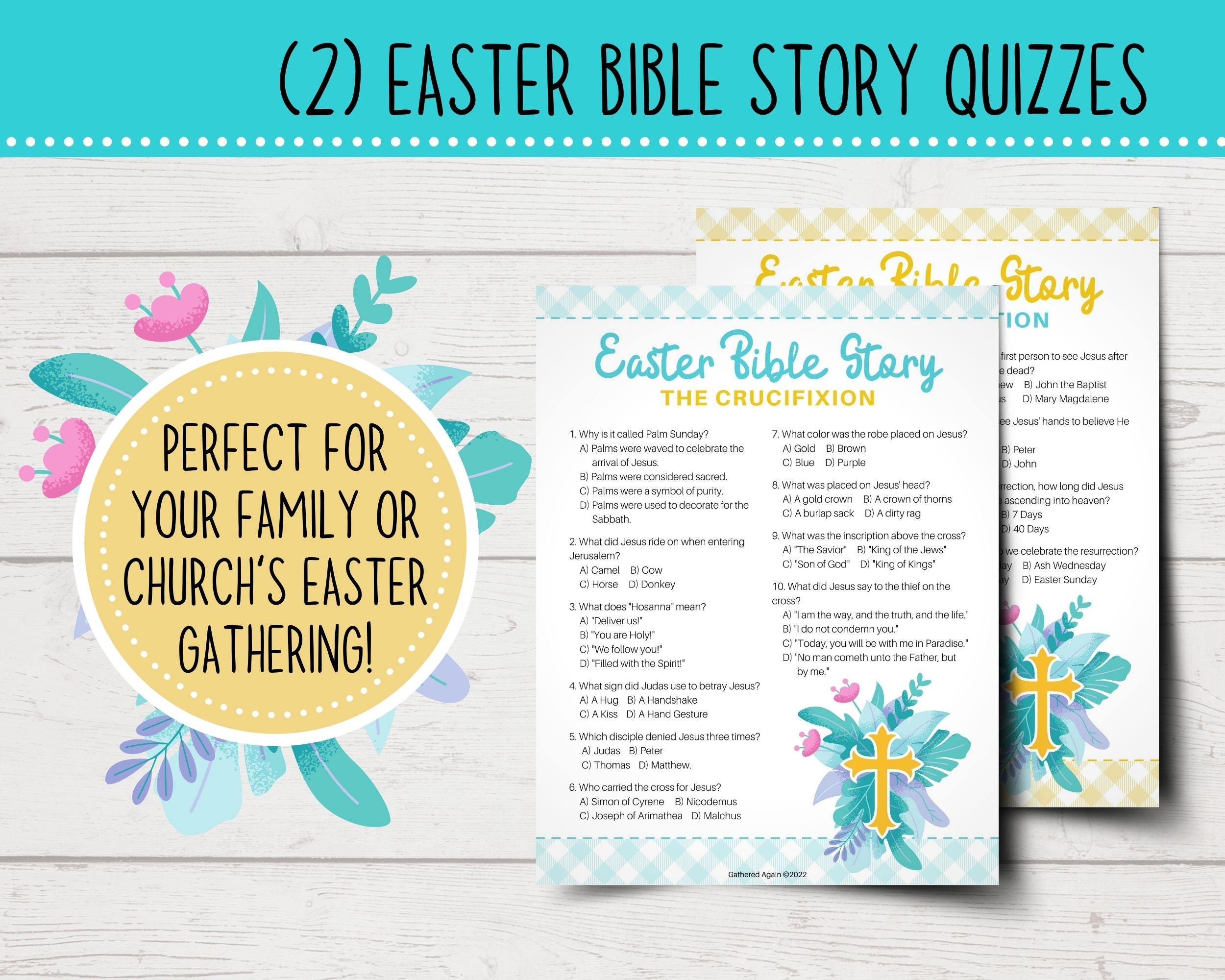 Printable Easter Bible Story Quiz Bundle Easter Sunday School Lesson ...