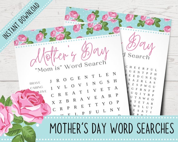 Printable Mother's Day Word Searches Happy Mother's | Etsy