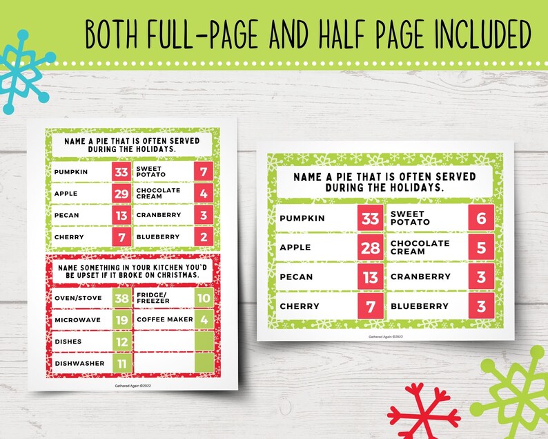 Printable Christmas Feud Game Printable Christmas Family - Etsy