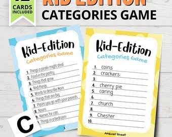 Kid-Edition Categories Game | Scattergories-Inspired Game for Kids | Family-Friendly Game | Party Games for Kids | Kids Party Games