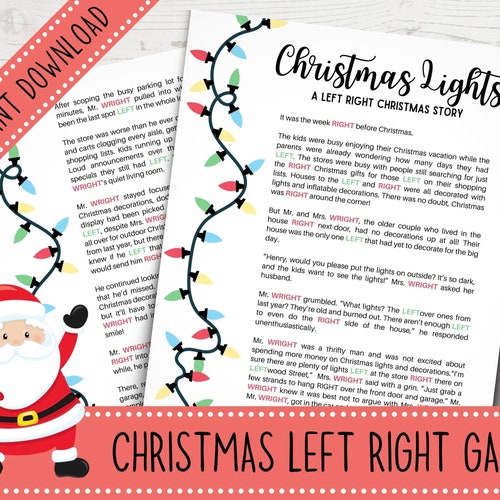 Printable Right and Left Story Game Winter or Christmas Party Etsy India