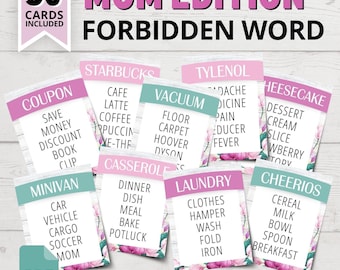 Printable Mom Edition Forbidden Words Game | Mother's Day Word Game | Mom Party Games | Mother's Day Party Games | Mom Birthday