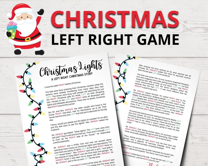 Left Right Christmas Game Funny Christmas Left Right Story Gift Exchange Game Christmas Party Games Printable image 1