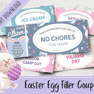 Easter Egg Filler Coupons for Kids | Easter Egg Fillers | Reward Coupons for Kids | Easter Egg Hunt Prize | Printable | Instant Download