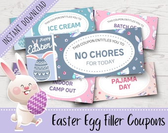 Easter Egg Filler Coupons for Kids | Easter Egg Fillers | Reward Coupons for Kids | Easter Egg Hunt Prize | Printable | Instant Download