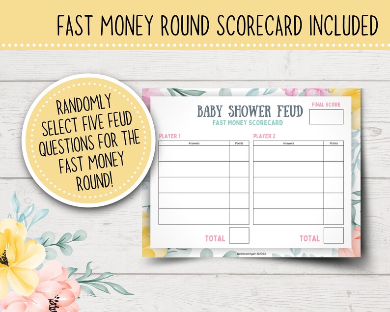 Baby Shower Friendly Feud Quiz Game - Boho Rainbow Version, Includes Question Cards, Rapid Fire Rounds, Fun Group Activity For Moms-to-Be - View #10