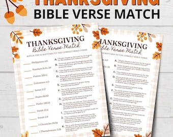 Thanksgiving Bible Verse Match Game | Thanksgiving Bible Quiz | Bible Verses about Thanksgiving | Printable Bible Games for Thanksgiving