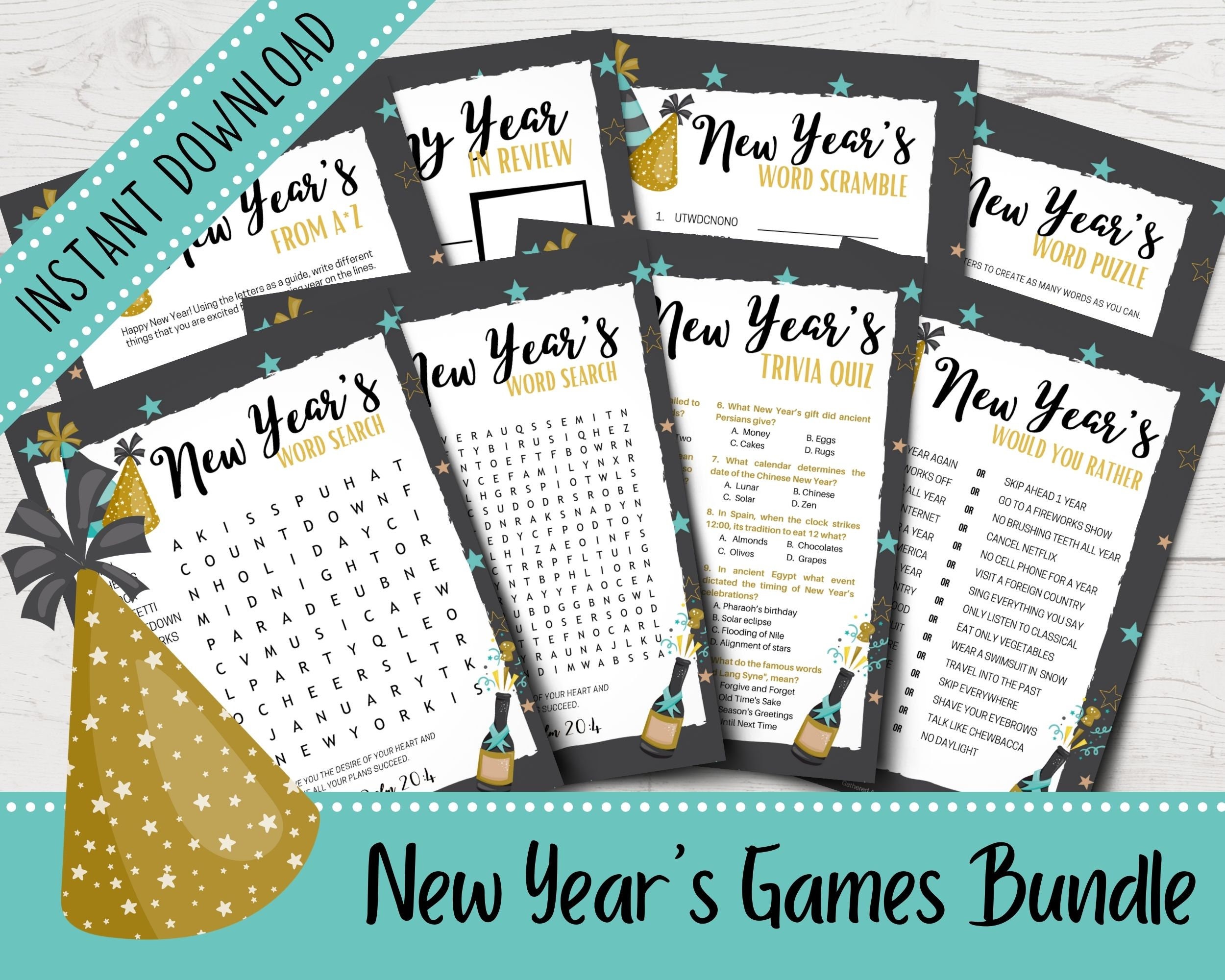 New Year&#039;s Games Bundle New Year&#039;s Eve Party Games | Etsy