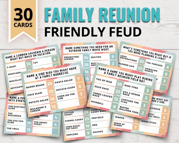 Family Reunion Feud Game | Family Reunion Family Feud Questions | Printable Family Reunion Games | Funny Family Reunion Party Games