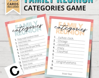Family Reunion Categories Game | Printable Family Reunion Games | Scattergories-Inspired Family Reunion Game | Family Reunion Party Games