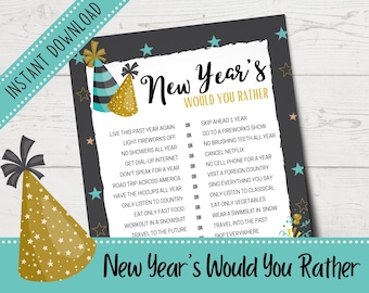 Funny New Year's Would You Rather Game | New Year's Eve Party Games | New Year's Eve Conversation Starters | Printable