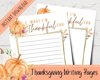 Thanksgiving Writing Pages | What I'm Thankful For | Thanksgiving Activity | Printable Fall Activities | Alphabet Game | Printable