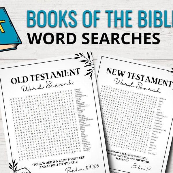 Printable Bible Word Searches  | Old Testament Word Search | New Testament Word Search | Bible Study | Sunday School | Youth Group