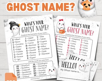 What's Your Ghost Name? | Printable Ghost Name Game | Funny Halloween Name Game | Halloween Party Games | Halloween Party Games for Kids