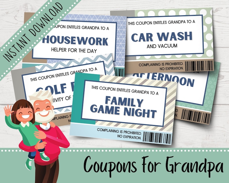 Download Grandpa Coupons Coupon Book Gifts For Grandpa Etsy