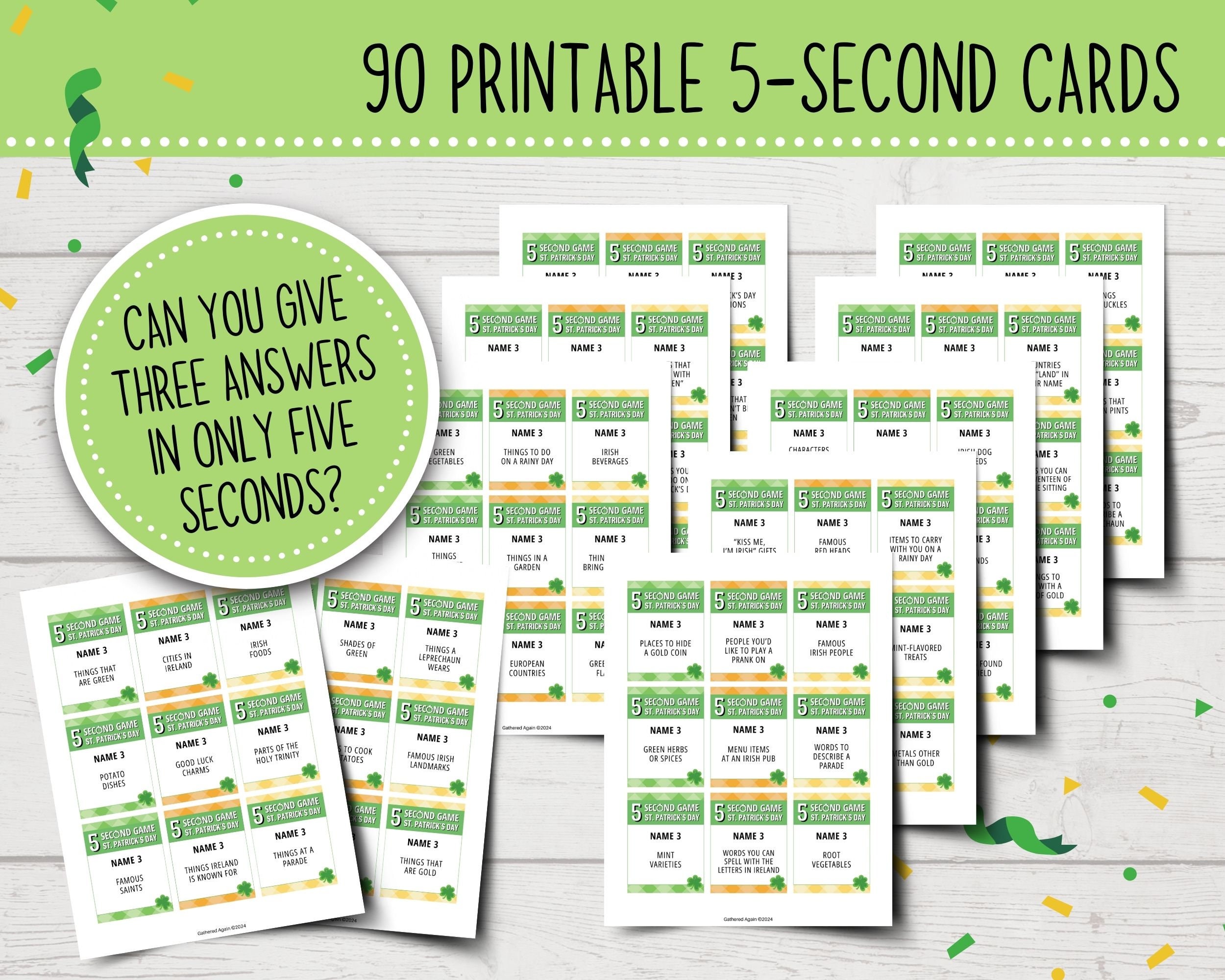 St. Patrick's Day 5 Second Game | Printable St. Patrick's Day Party ...