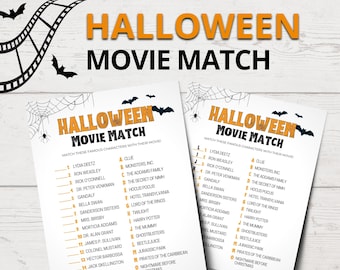 Halloween Movie Match Game | Halloween Party Game | Printable Halloween Party Games | Halloween Games for Kids | Halloween Games for Seniors