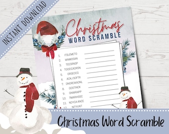 Christmas Word Scramble | Christmas Word Games | Christmas Games for Kids | Christmas Word Jumble | Printable
