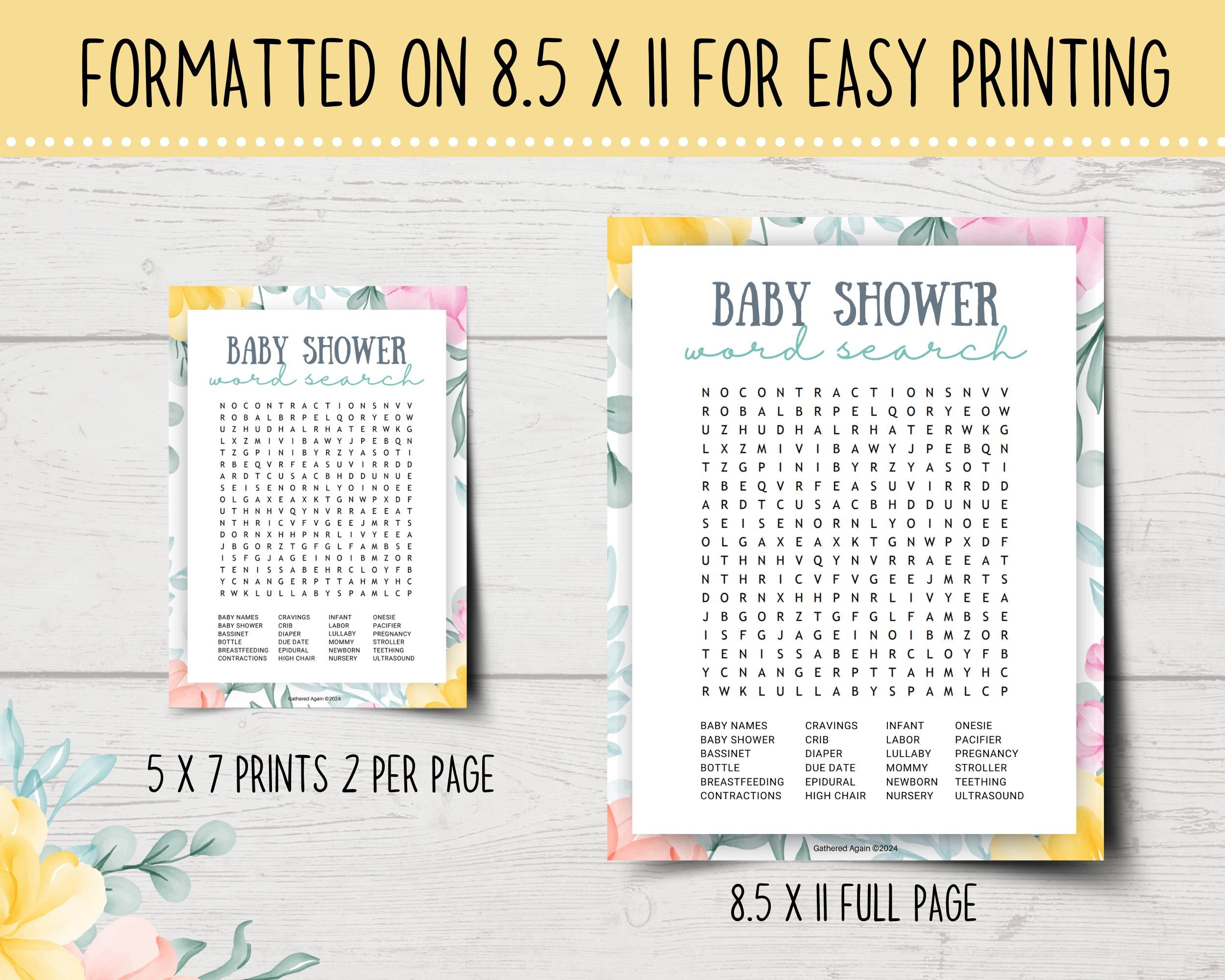 Baby Shower Word Search Bundle Printable Baby Shower Word Searches Baby ...