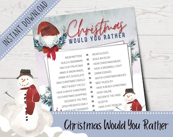Christmas Would You Rather Game | Christmas Party Games | Christmas Conversation Starters | Christmas Icebreakers Game | Printable