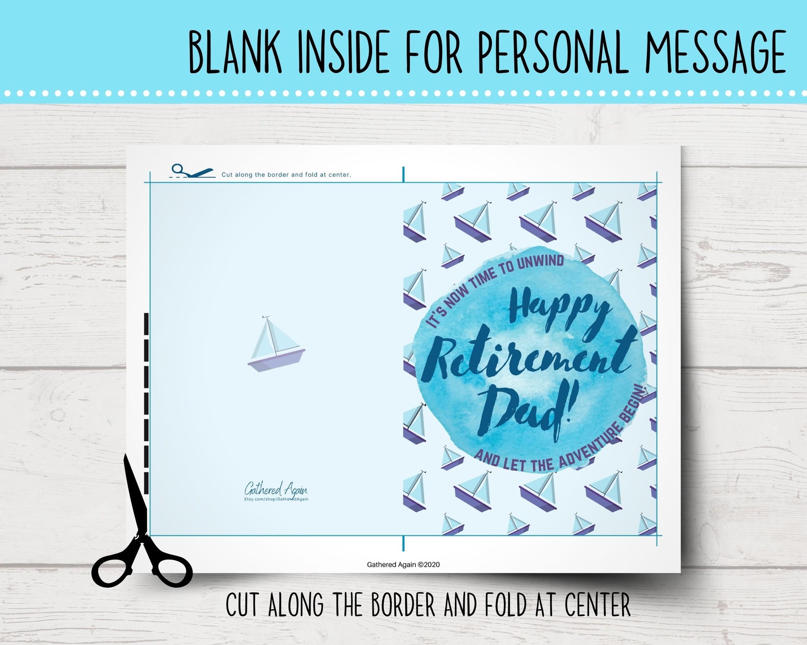 printable happy retirement card for dad sailboats design etsy