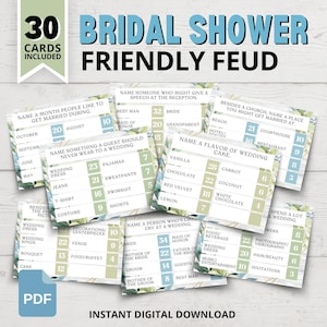Bridal Shower Friendly Feud Game | Bridal Shower Family Feud Style Game | Bridal Shower Feud |  Wedding Feud | Botanical Bridal Shower Games