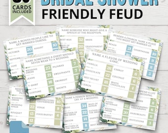 Bridal Shower Friendly Feud Game | Bridal Shower Family Feud Style Game | Bridal Shower Feud |  Wedding Feud | Botanical Bridal Shower Games