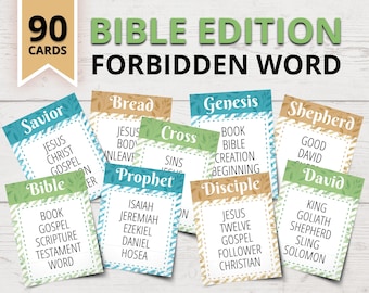 Bible Forbidden Word Game | Bible Taboo-Style Game | Printable Bible Party Games | Christian Games for Kids | Church Family Game Night