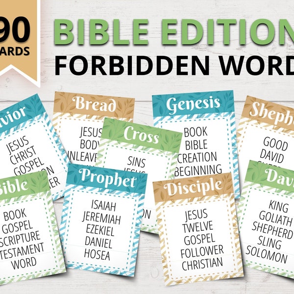 Jeu de mots interdit par la Bible | Jeu de style tabou biblique | Jeux de fête bibliques imprimables | Jeux chrétiens pour les enfants | Soirée de jeux en famille à l'église