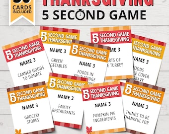 Thanksgiving 5 Second Game | Printable Thanksgiving Party Games | Funny Thanksgiving Games | Thanksgiving Games for Kids