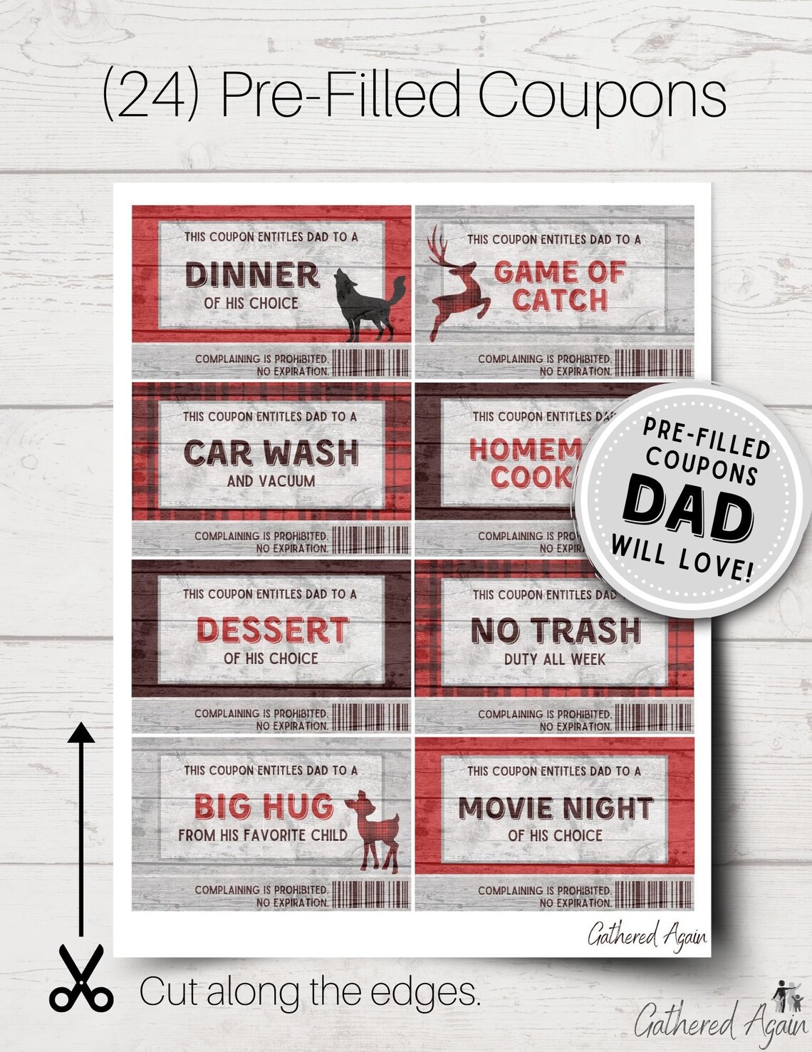 Lumberjack Dad Coupons Coupon Book Father's Day Etsy