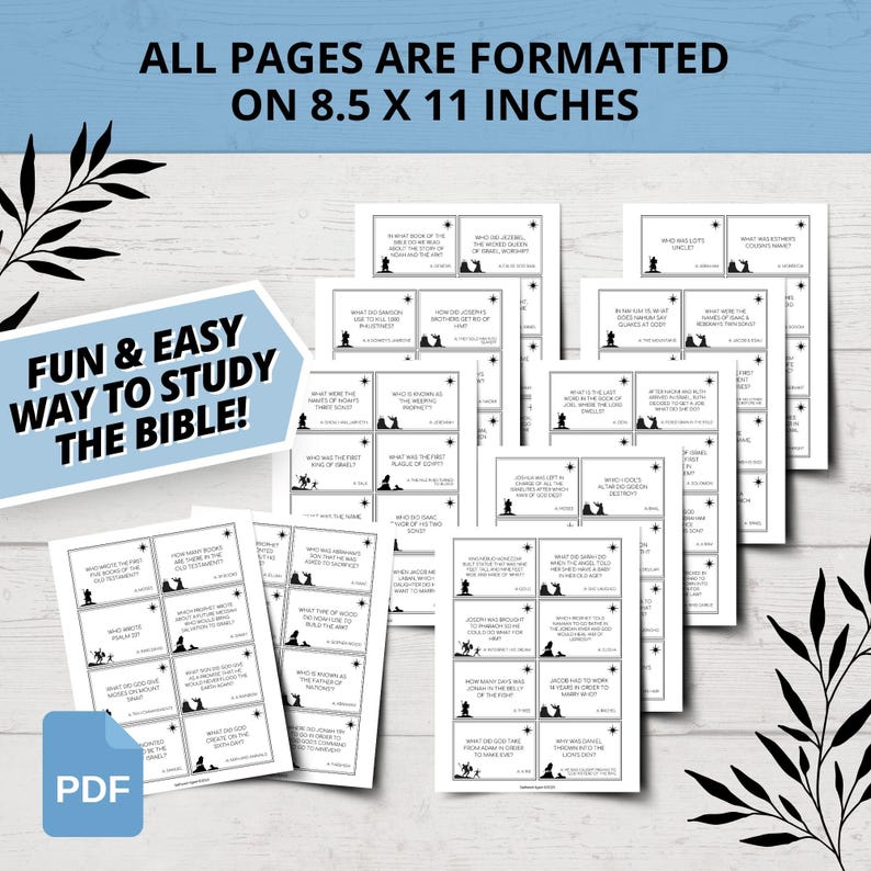 Old Testament Bible Trivia Cards | Bible Trivia Questions | Printable ...