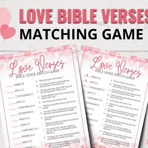 Love Bible Verses Match Game | Bible Verses Quiz | Bible Verses about Love | Printable Bible Games | Christian Valentine's Day