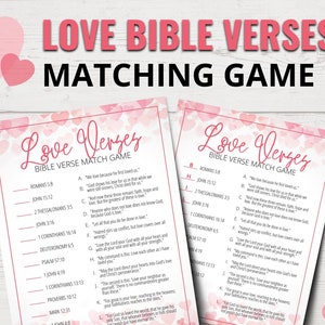 Love Bible Verses Match Game | Bible Verses Quiz | Bible Verses about Love | Printable Bible Games | Christian Valentine&#39;s Day