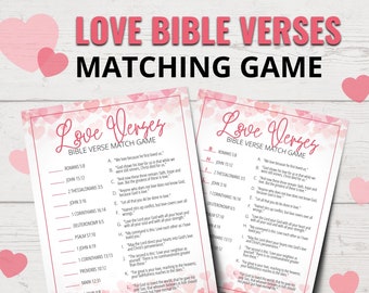 Liebe Bibelverse Match Spiel | Bibelverse Quiz | Bibelverse über die Liebe | Druckbare Bibel Spiele | Christlicher Valentinstag