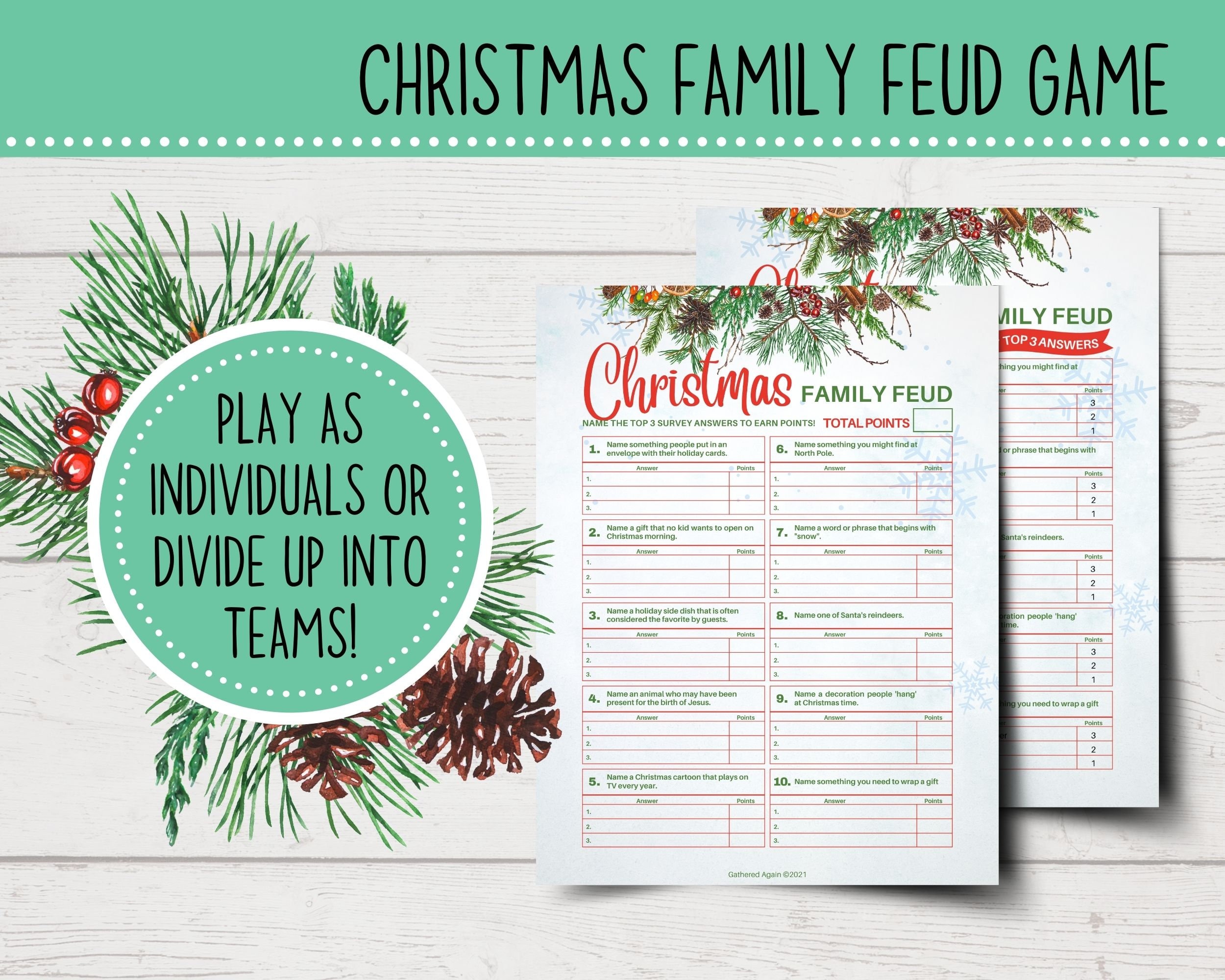 Christmas Family Feud Game Printable Family Feud Funny - Etsy