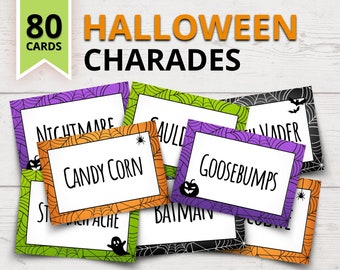 Printable Halloween Charades Game | Halloween Charades for Kids | Funny Halloween Party Games | Halloween Games for Kids