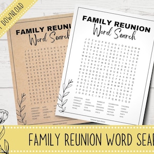 Printable Family Reunion Word Search | Printable Family Reunion Games | Family Reunion Party Games | Printable Family Word Search