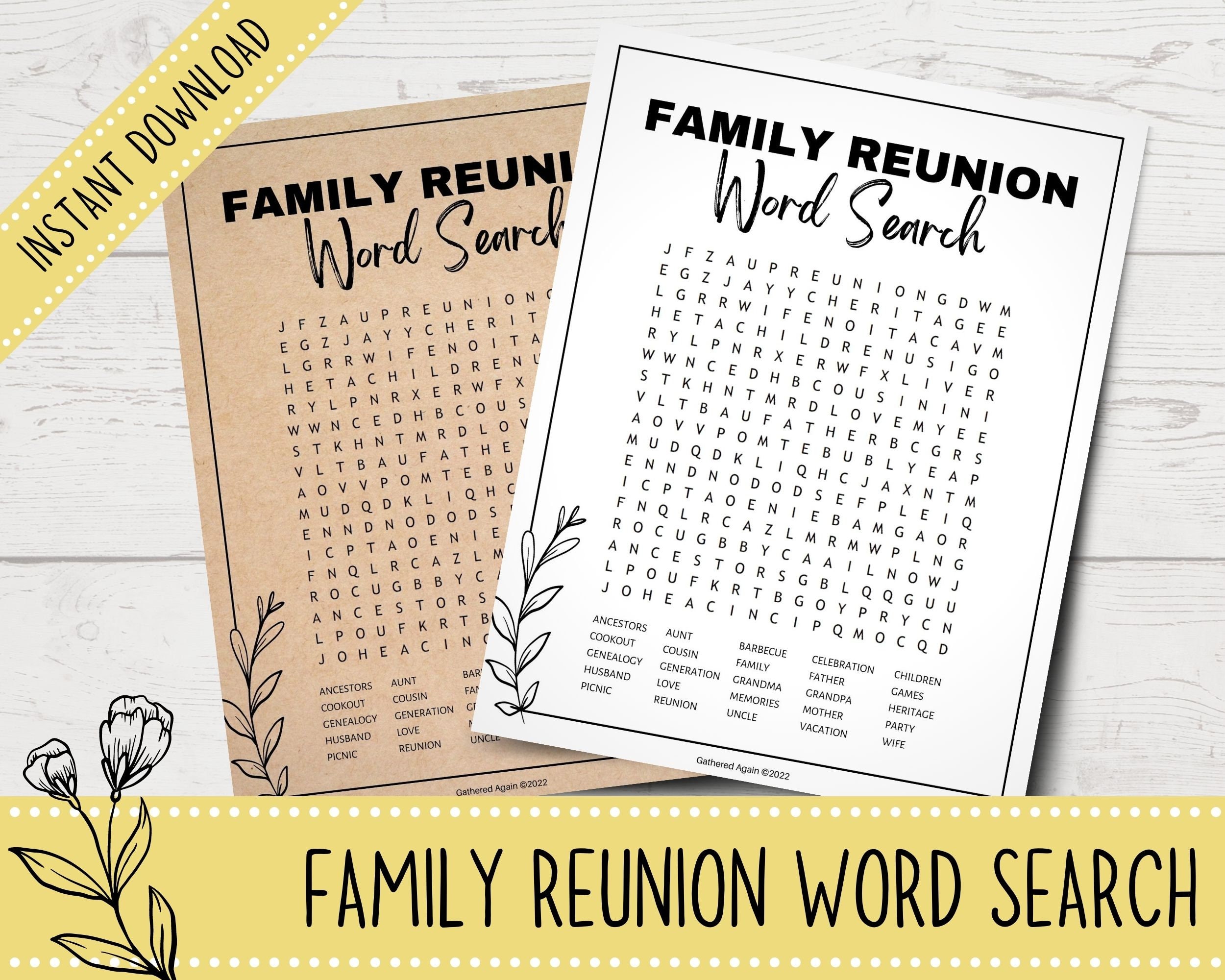 Printable Family Reunion Word Search | Printable Family Reunion Games |  Family Reunion Party Games | Printable Family Word Search - Etsy, image size:2500x2000